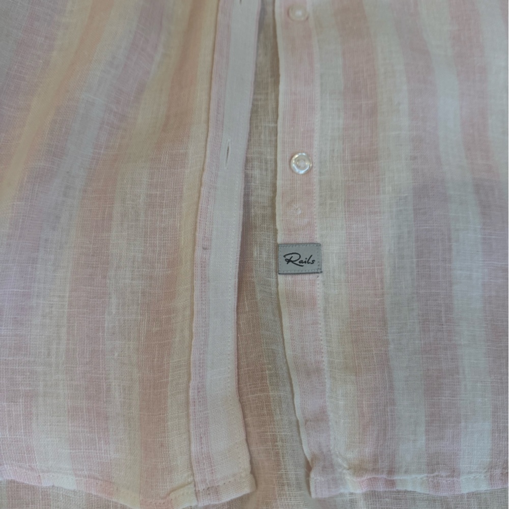 RAILS Striped Button-Down Shirt in Light Pink and White - Picture 4 of 5